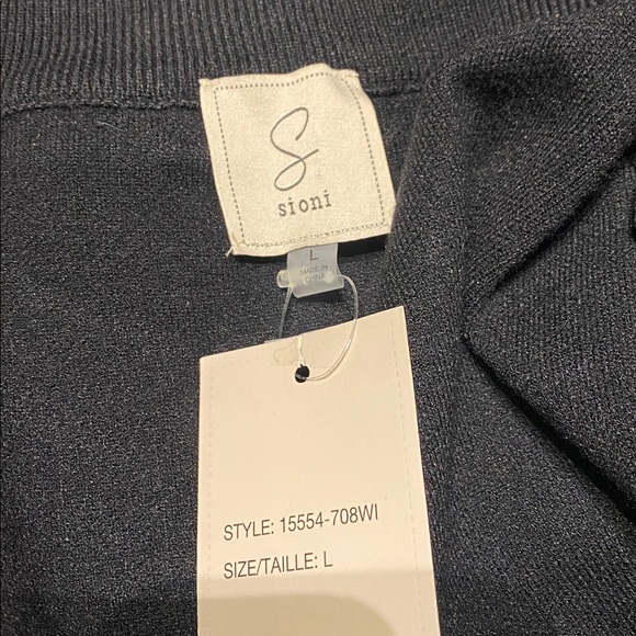 Sioni Black Cardigan with pearls and Stinson buttons Cream Accents - Picture 8 of 9